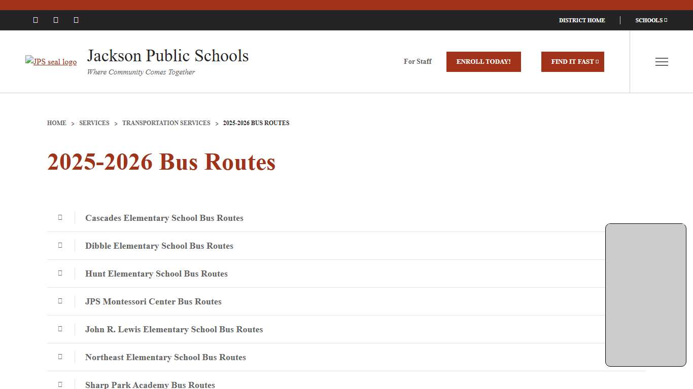 2025-2026 Bus Routes - Jackson Public Schools